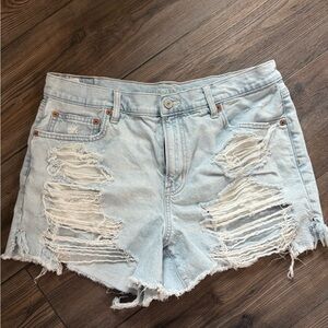 American Eagle Outfitters Blue Distressed Jean Shorts